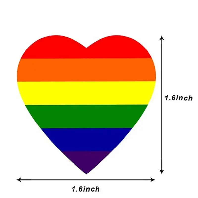 500 любовь Радуга ленты наклейки Гей Гордость 6 цветов полосы в форме сердца рулон