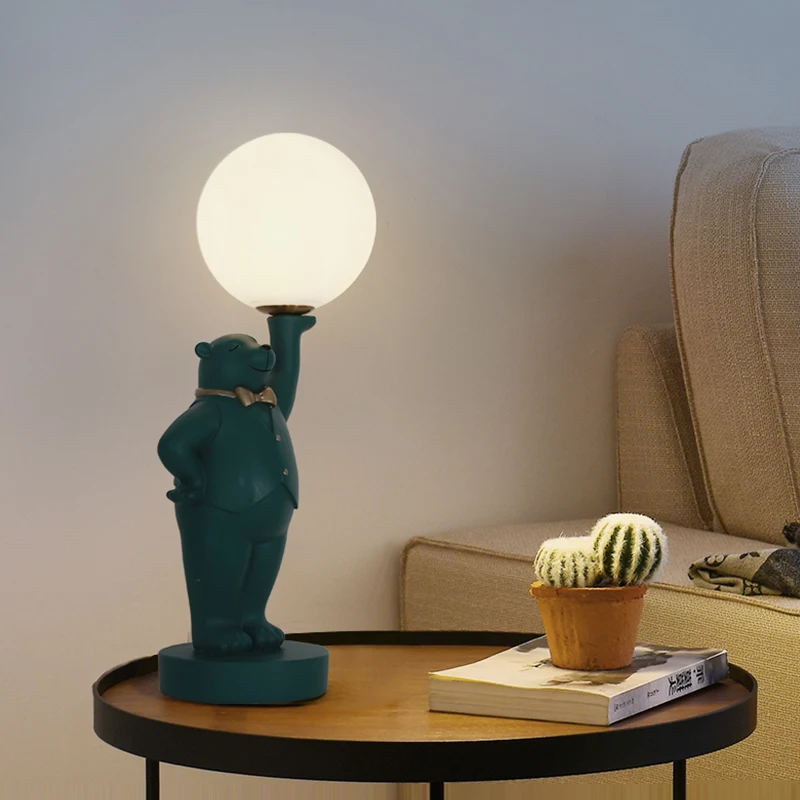 Скандинавская мультяшная настольная лампа полимерный полярный медведь
