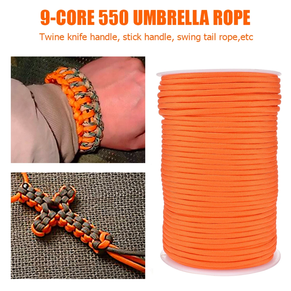 

100m Parachute Cord 4mm 9 Strand Cores 550 Rescue Survival Paracord Lanyard Rope OutdoorTent Climbing Equipment