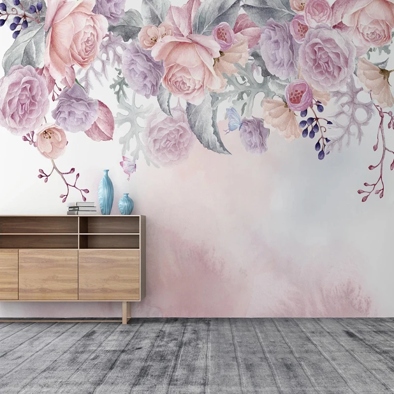 Фотообои на заказ 3D акварельные росписи цветы розы фотообои для гостиной ТВ