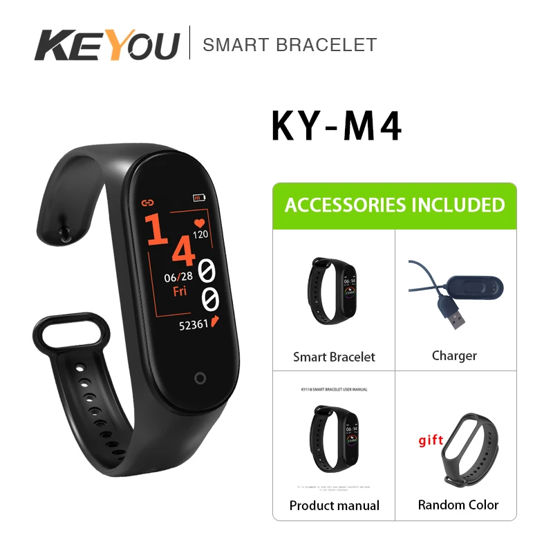 Смарт часы браслет кровяное давление KEYOU M4 Bluetooth для мужчин с Facebook Whatsapp Twitter SMS напоминание Smartwatch10|Смарт-часы| |