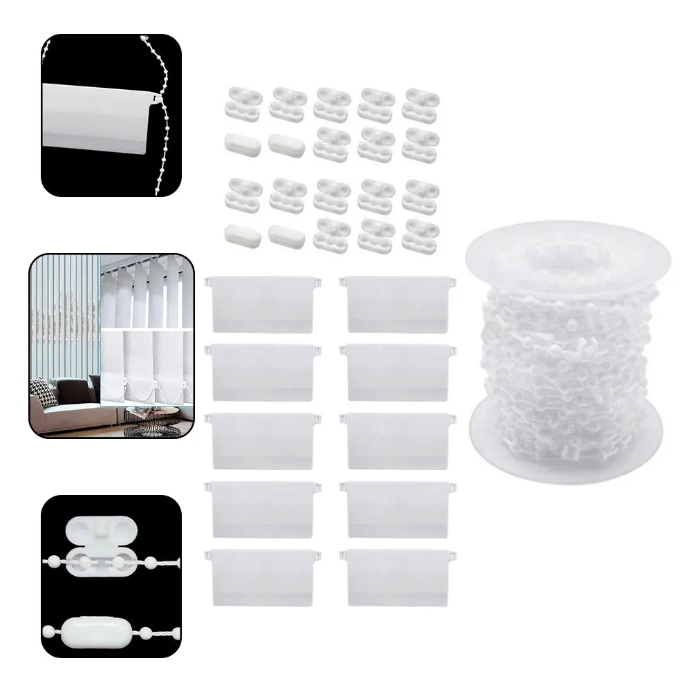 

Vertical Blind Chain Replaceable Plastic Window Blind Ball Chain For 89mm Slats 20M Home Durable Shade Decor Parts Blind Bottom