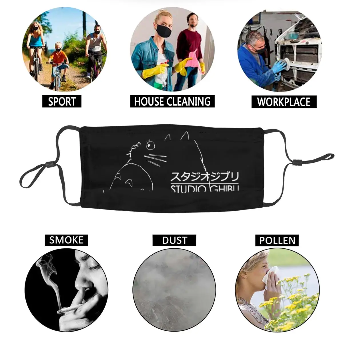 

Leisure My Neighbor Totoro Studio Ghibli Totoro Miyazaki Hayao Fashion Design Reusable Mouth Mask High Quality Anti Haze