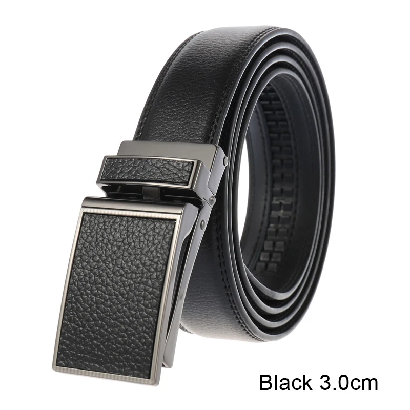 Black 3.0cm MEDYLA New Automatic buckle men belts fashion business belt Famous brand luxury belts for men leather 3.0cm - Color: Black 3.0cm