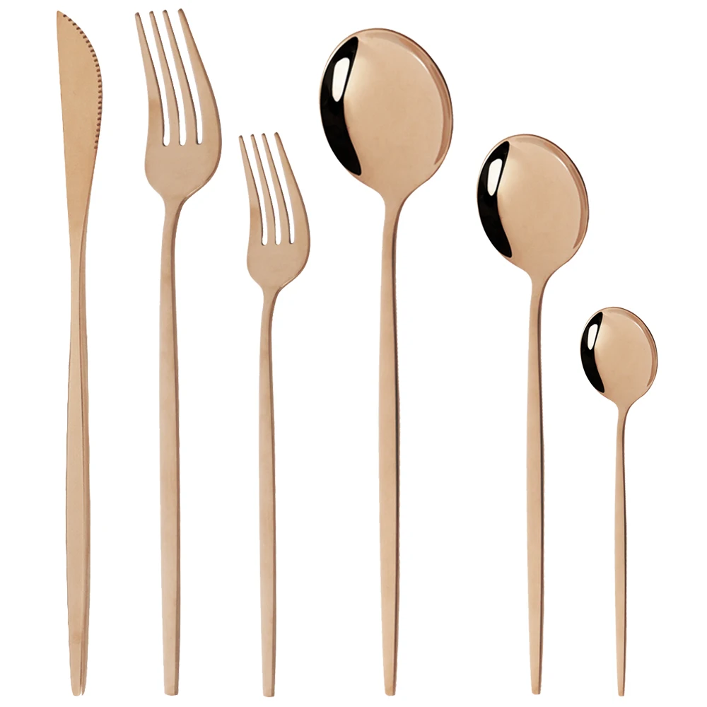 

36Pcs/Set Red Gold Cutlery Set Stainless Steel Dinnerware Set Knife Fork Coffee Spoon Tableware Set Kitchen Dinner Tableware Set