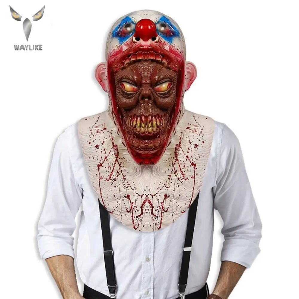 

WAYLIKE Halloween Horror Bloody Clown Latex Mask Open Mouth Clown Scary Mask For Halloween Cosplay Theme Carnival Mask