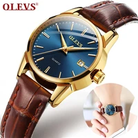 olevs womens watches quartz casual luxury brown leather luminous hands fashion waterproof wristwatch for lady relogio feminino