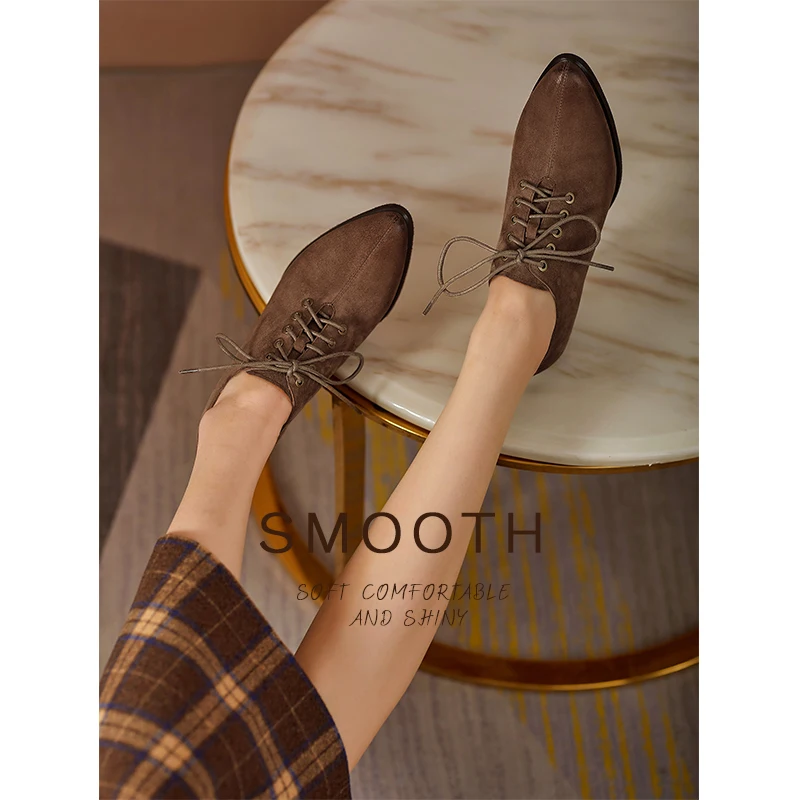 

Women pumps natural leather plus size 22-26cm Pigskin upper+ pigskin lining women shoes Classic pointed toe Suede nubuck leather