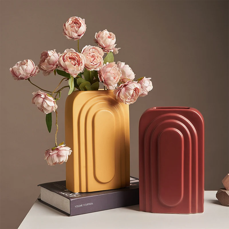 

Керамическая ваза для цветов, аксессуары для украшения дома для гостиной, вазы Morandi для цветов, декор для ванной комнаты, скандинавский деко...