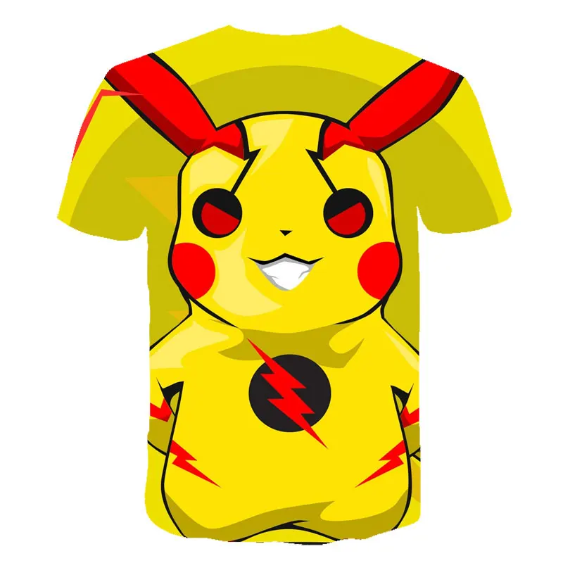 Футболка с 3D принтом pokemon Pikachu, мужские и женские топы, забавные летние свободные футболки с рукавами, большие размеры, S-6XL, новинка