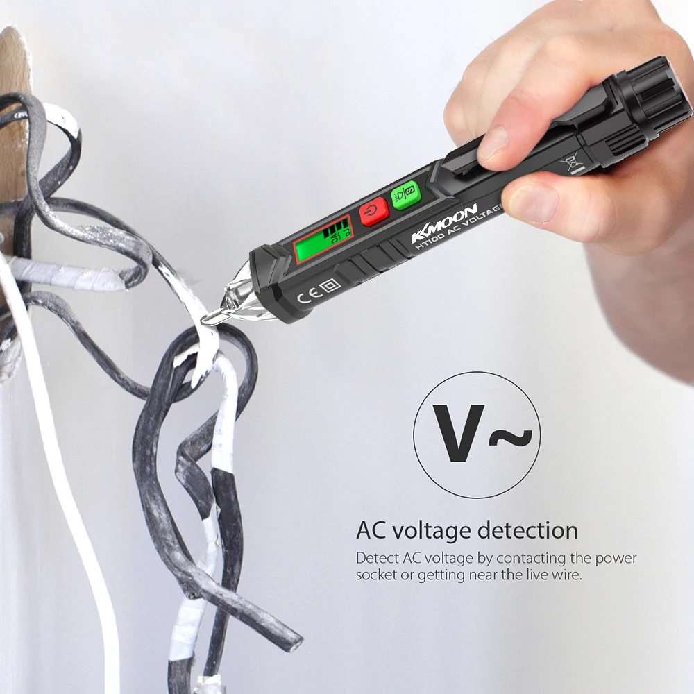 KKmoon Portable Non-contact AC Voltage Tester Pen Shaped V~Alert Detector with Sound Light Alarm Circuit Voltmeter | Инструменты