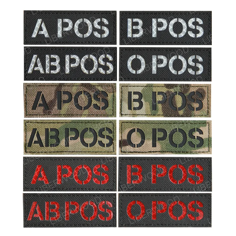 Крови Тип A + B O AB POS положительный инфракрасный ИК патч обратный Военный Патч сp