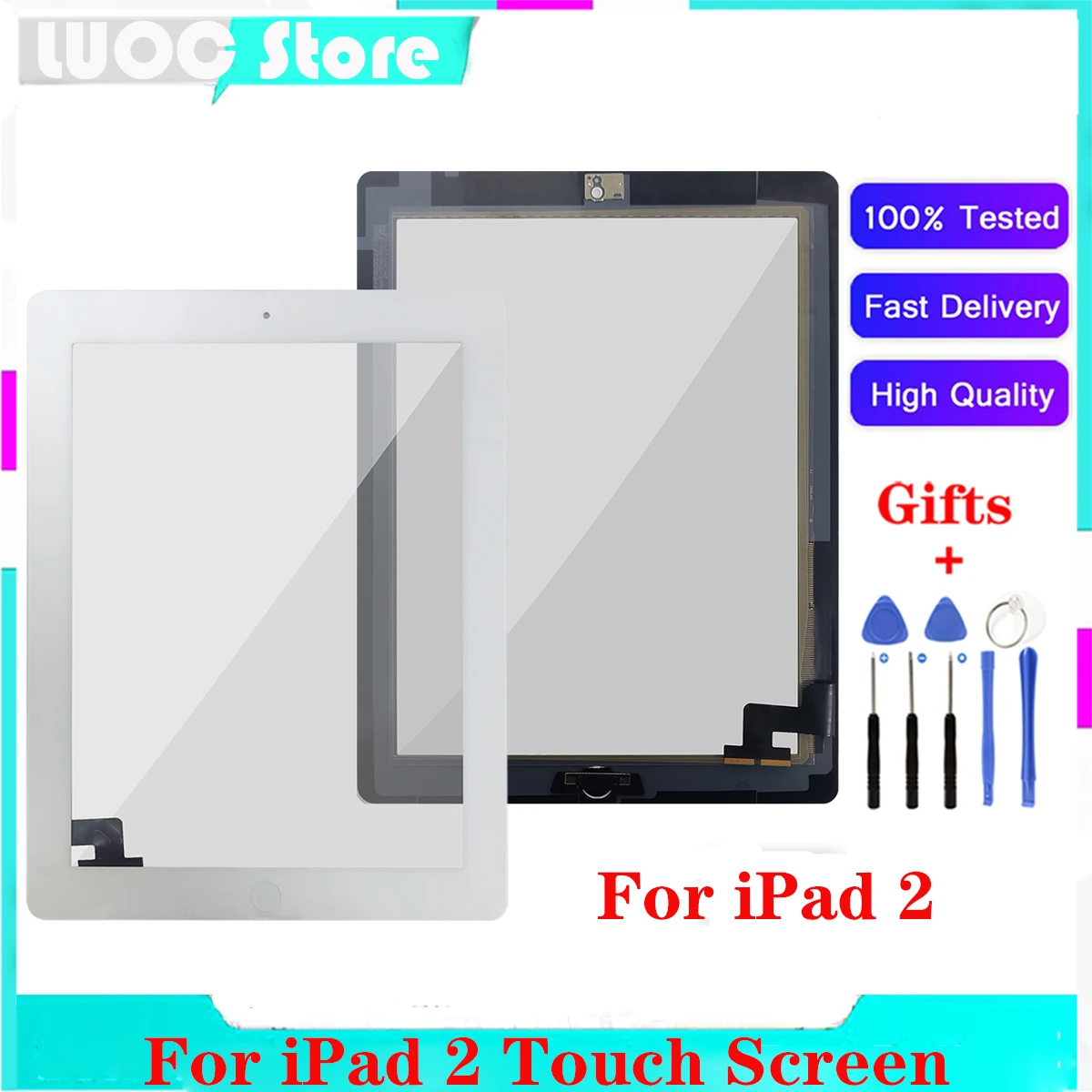 

9.7" Touch Screen For iPad 2 Touch Panel A1395 A1396 A1397 LCD Outer Display Replacement Digitizer Sensor Glass 100% Tested