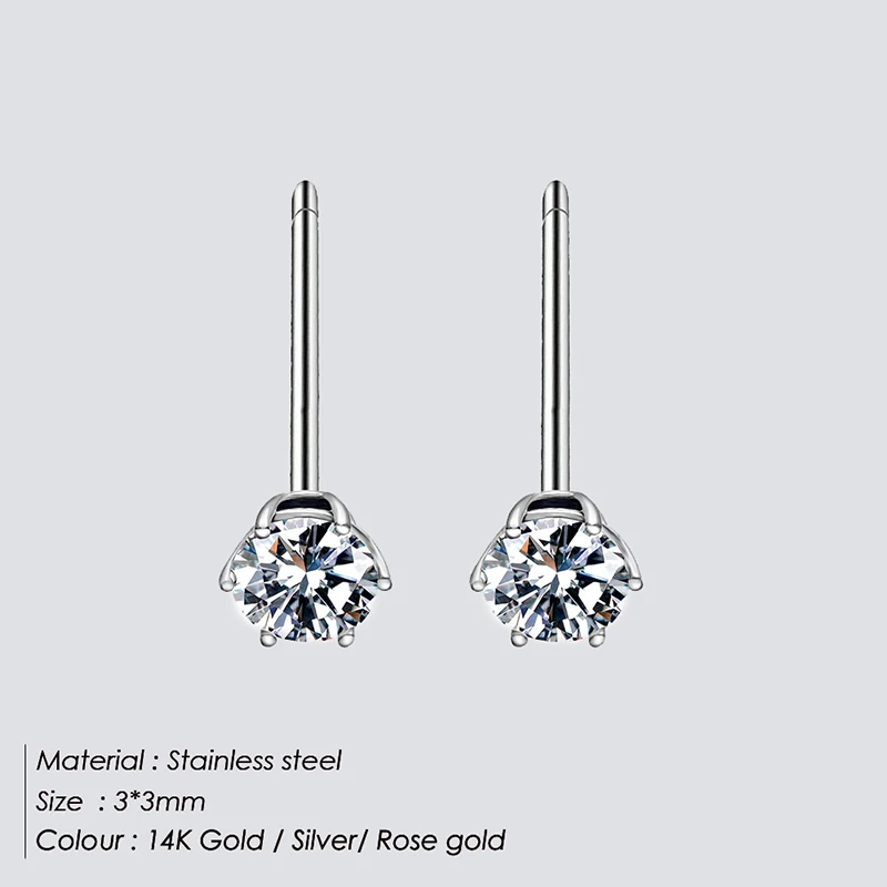 Серьги-гвоздики eManco 316L из нержавеющей стали, классические CZ серьги-гвоздики для женщин, минималистичные Роскошные серьги-гвоздики, модные ювелирные изделия - Metal Color: YE15757