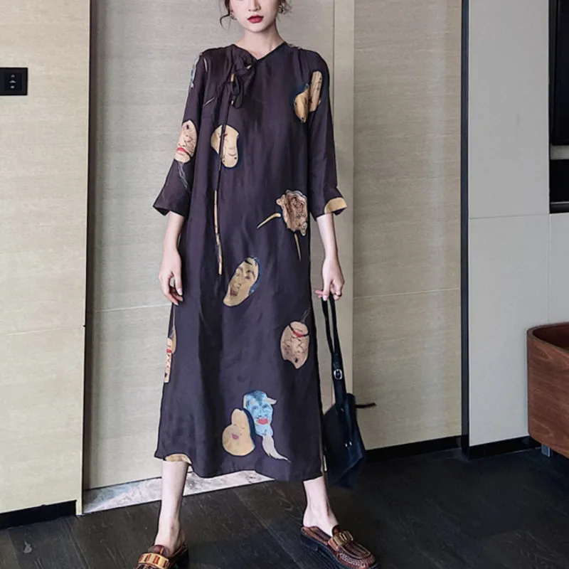 

Casual Dress Korean Loose Thin Short Sleeve Printing Floral Temperament Fashion Summer 2022 New Women's E489