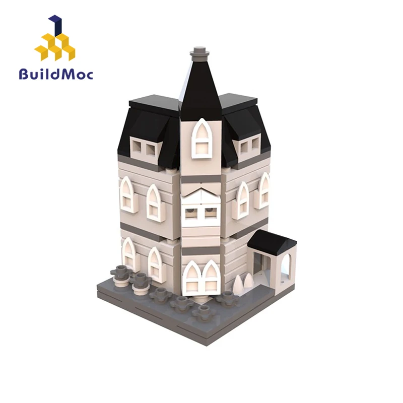Город МОС Вид из окна Moc 12846 addams семейный особняк Мини Модульная строительные