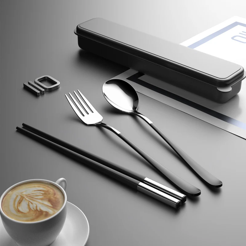 Набор детских ножей и вилок портативный набор палочек ложек коробочки посуда в