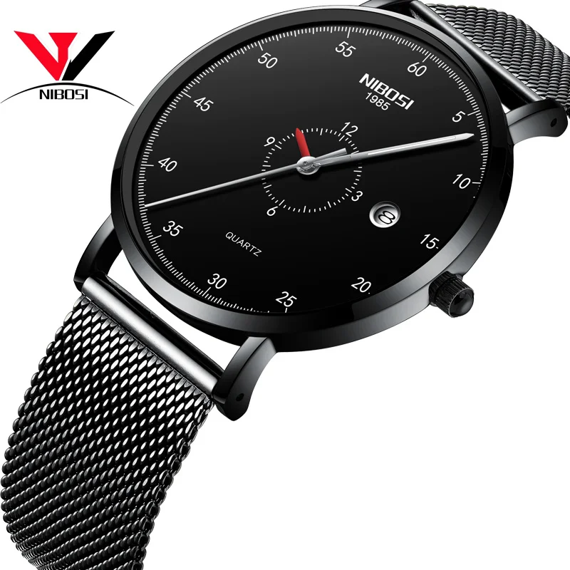 Men s Watch NIBOSI Luxury Brand Gold Watch Quartz Ultra-thin All-steel Strap Date Military Watch Relogio Masculino