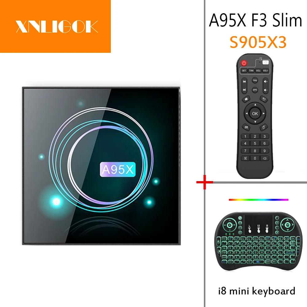 Приставка смарт тв A95X F3 Slim Android 9 0 Amlogic S905X3 4 + 32/64 гб 8K HD 2 4/5 ггц wi fi|ТВ-приставки и