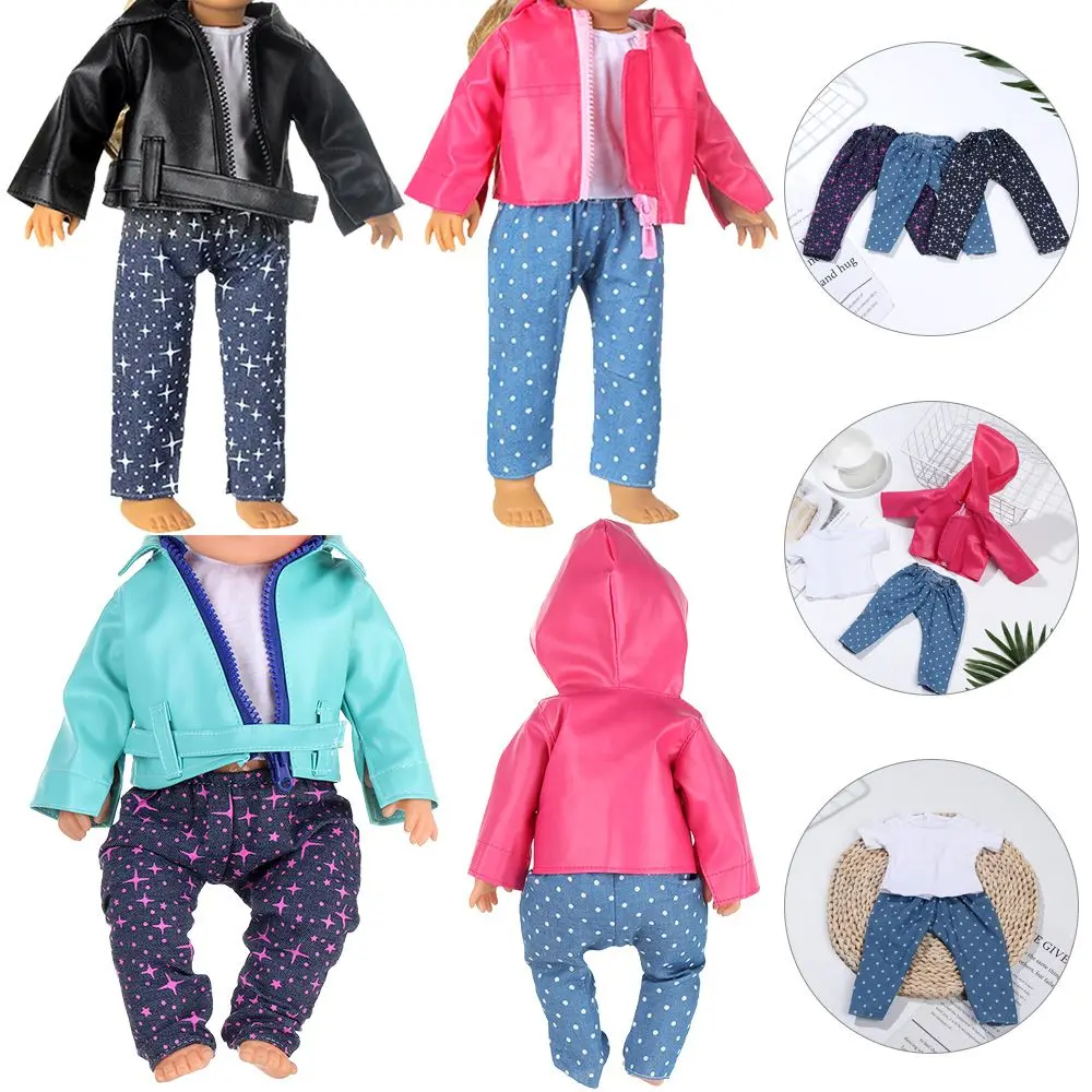

Разноцветные товары для кукол, повседневная одежда 18 дюймов, леггинсы, кукольная одежда, кожаная куртка для кукол, аксессуары для одежды, по...