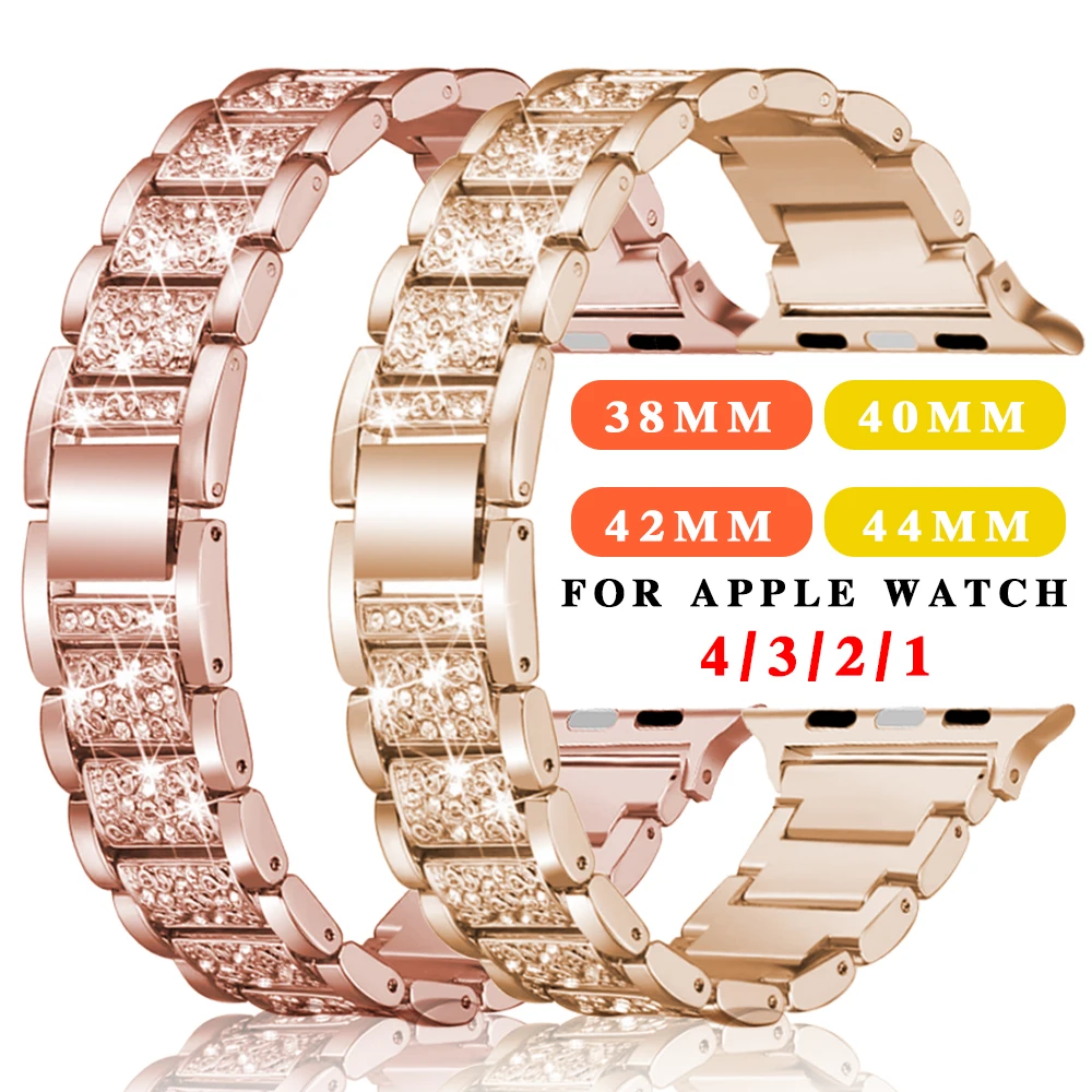 Для Apple Watch band 40 мм 44 мм 38 мм 42 мм Женский алмазный обруч для Apple Watch series 4 3 2 1 браслет для iwatch ремешок из нержавеющей стали