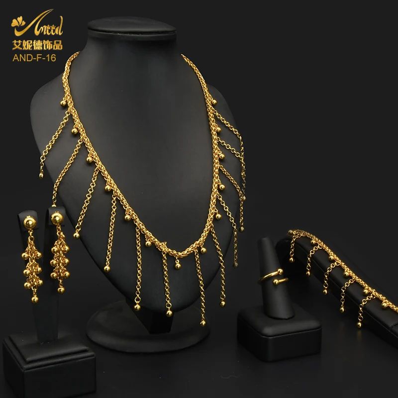 

ANIID Necklace Sets Ethiopian Dress Traditional Habesha Dubai Jewelry For Women African Indian Nigerian Wedding 24K Gold Bridal