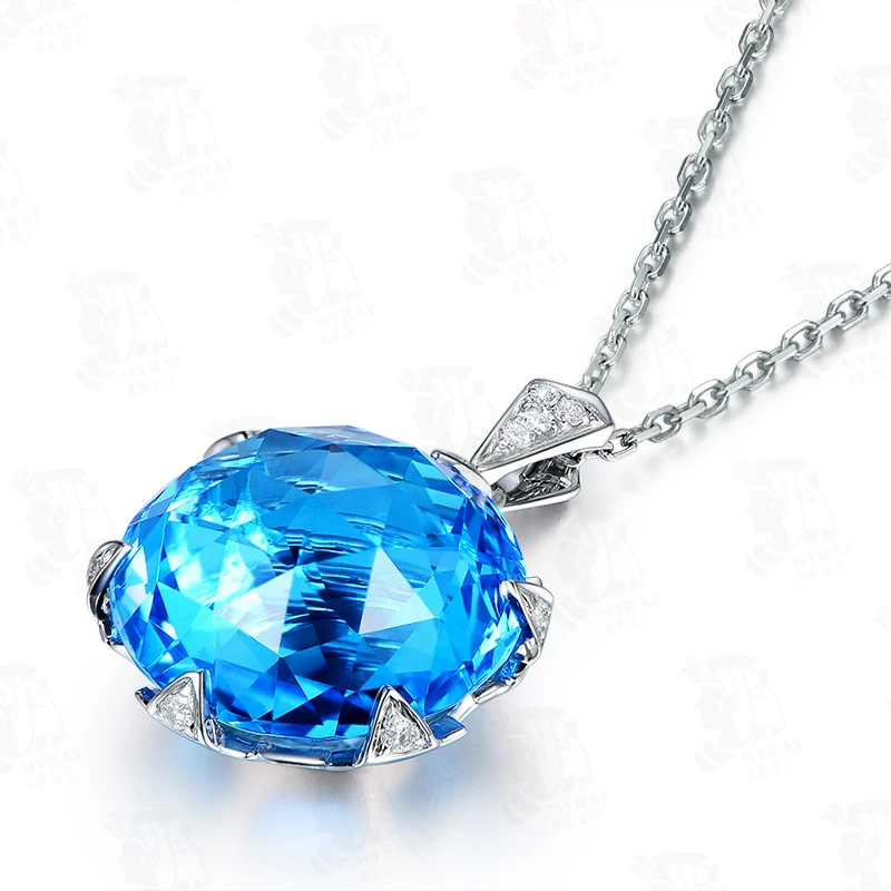 Мл Натуральный топаз 18K кулон из чистого золота настоящий AU 750 ТВЕРДОЕ ЗОЛОТО