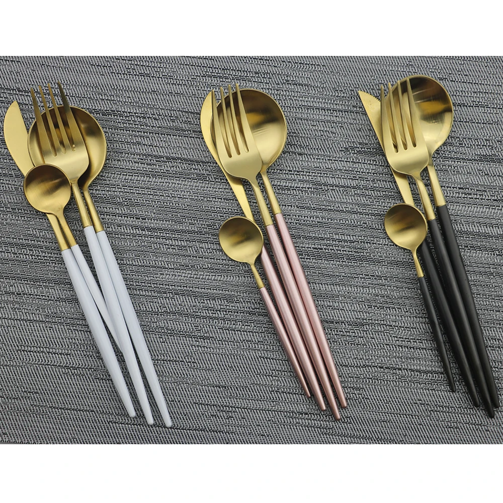24pcs/lot Metal Dinnerware Set 304 Stainless Steel Home Party Flatware Knife Fork Spoon Teaspoon Kitchen Tableware | Дом и сад