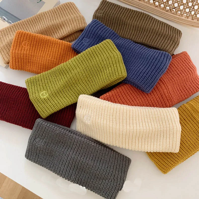 Повязка на голову женская из шерсти модный однотонный мягкий ободок с алфавитом