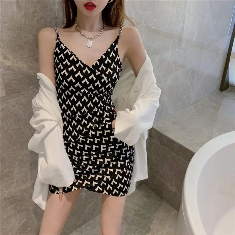 

Summer Women's Dress 2021 Sexy Low Chest Bag Hip Backless party dress Sleeveless Sling Casual mini dress Short skirt Dresses