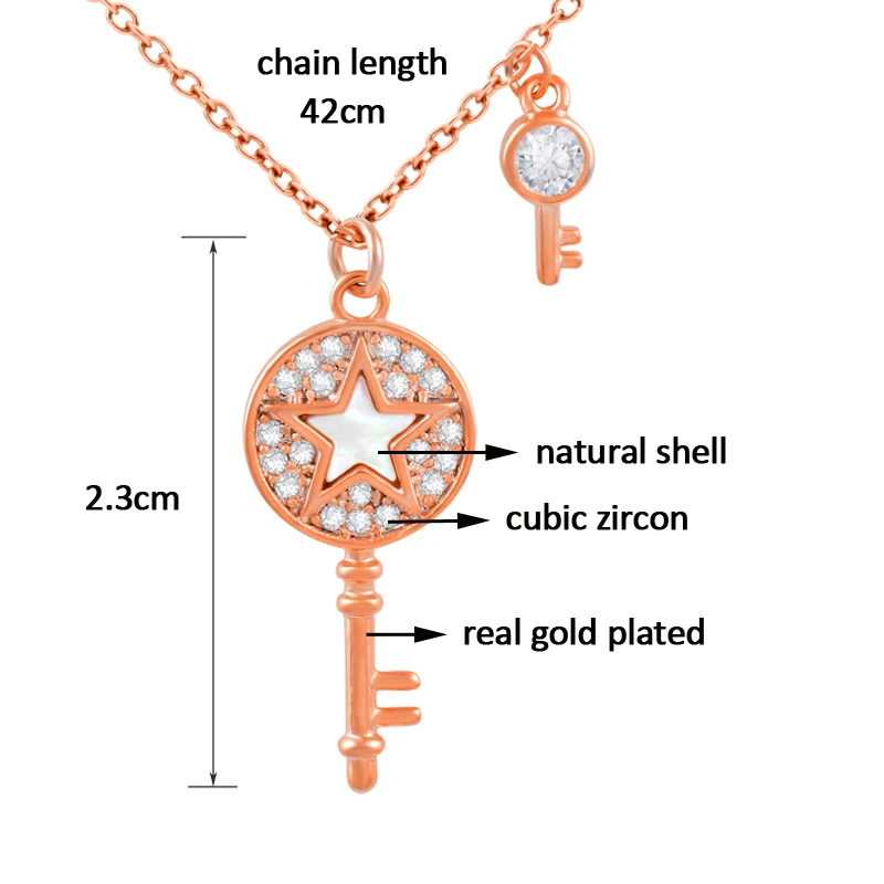 

SINLEERY Charm Shell Star Key Pendant Necklace Yellow Silver Color Women Girls Choker Chain Necklace Fashion Jewelry XL821 SSK