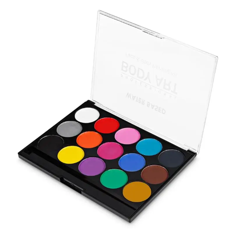 15 цветов искусственный макияж Нетоксичная безопасная акварель с кисточкой для