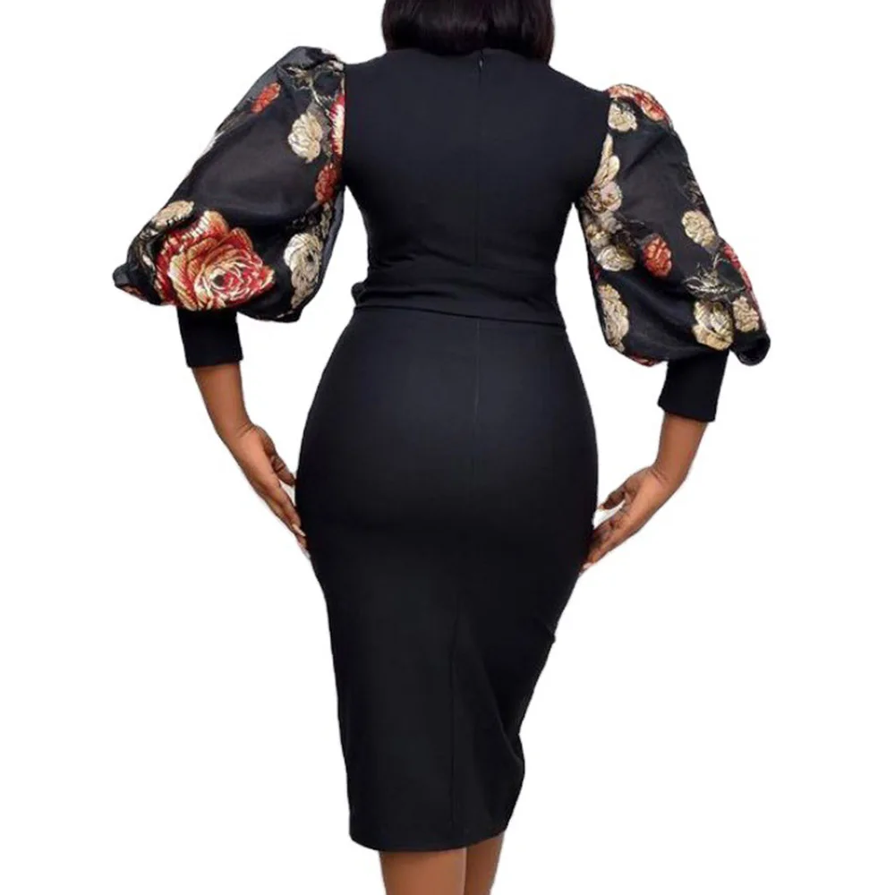 

Office Lady Ladies Dresses Pencil Dress Elegant Thin Trendy Simple Popular Winter Autumn Hot Sale Printing Round Neck