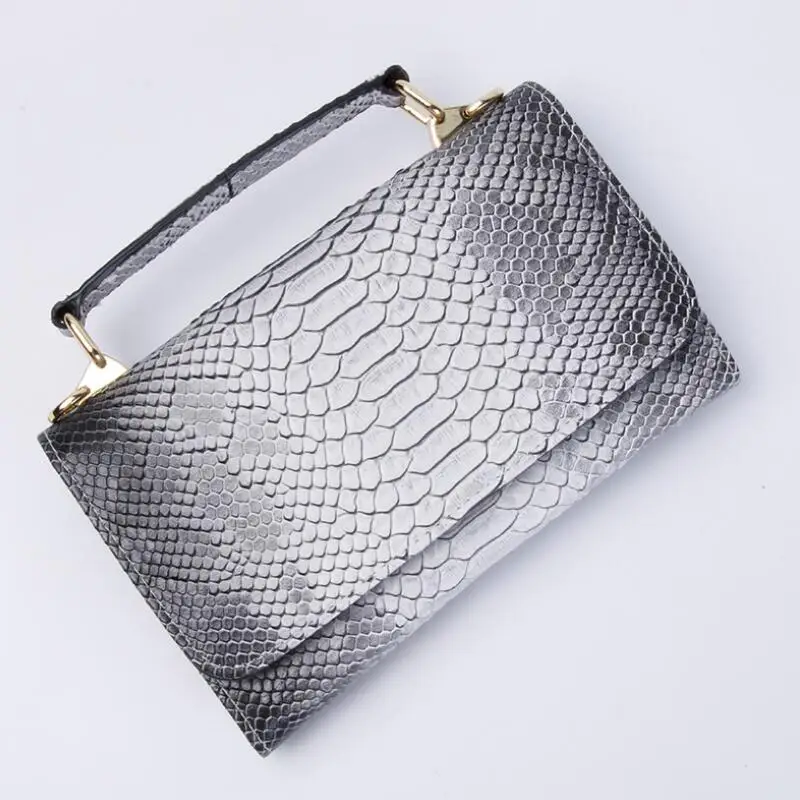 Женская сумка из змеиной кожи питона дизайнерская через плечо с цепочкой 2019|leather