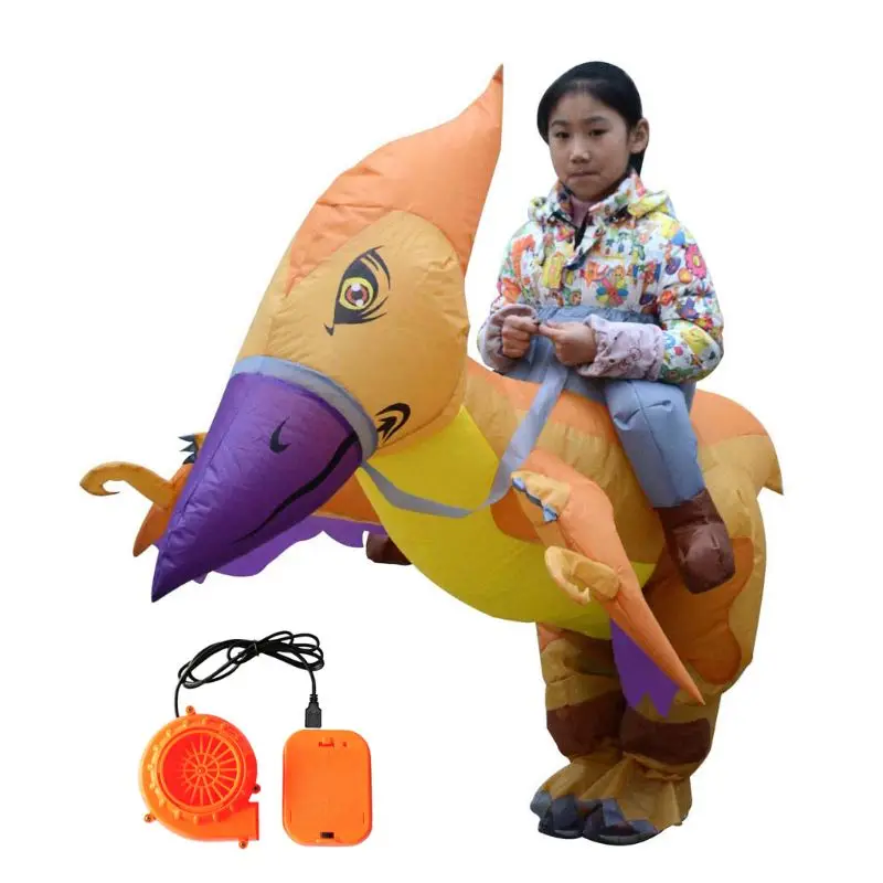 

N80C Inflatable Children Riding Pterodactyl Costume Fancy Dress Cosplay Wildlife Dress Up Halloween Theme Party Decoration Kids