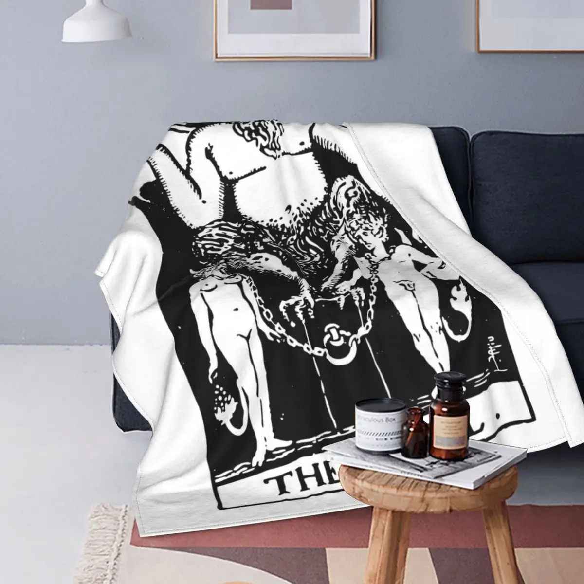 

Tarot Card The Devil-Manta blanca y negra, decoration de franela, transpirable, suave, para ropa de cama y office