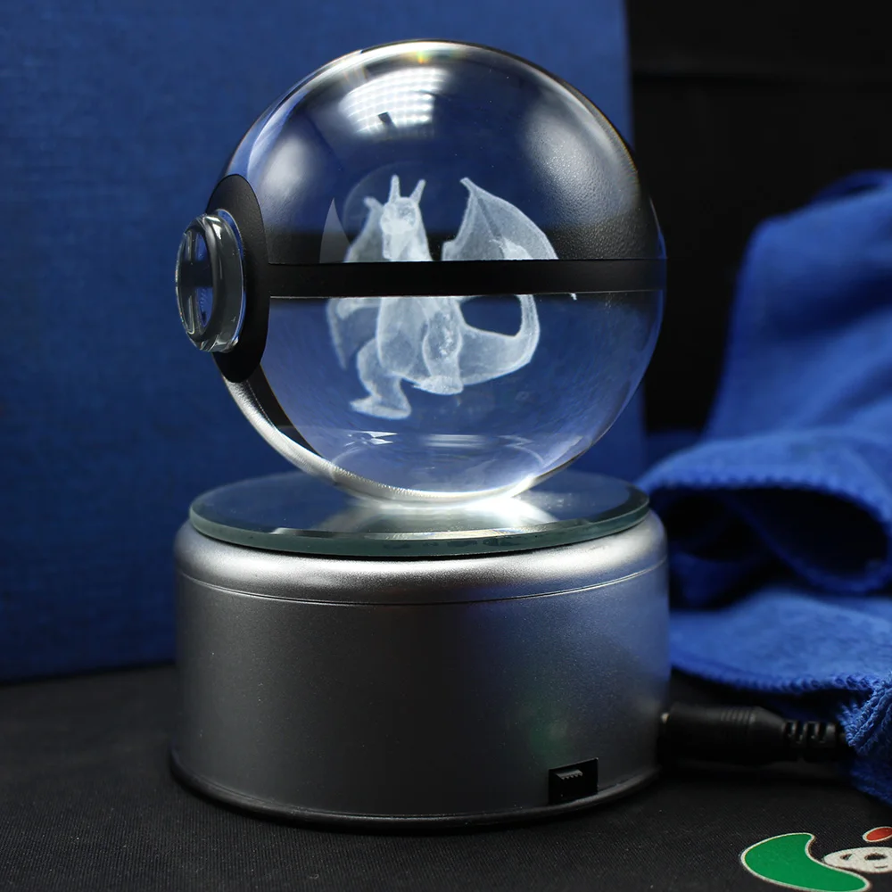 Горячая новинка 80 мм Pokeball Кристалл Pokemon Go мяч с лазерной гравировкой Charizard даркрай Archelomon Bakemon Digimon подарок для приключений