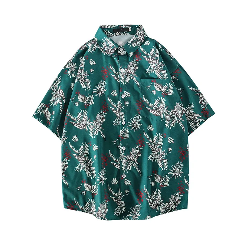 

Summer 2021 Beach Floral Men's Shirt Hawaii Loose Print Short Sleeve Couples Shirt