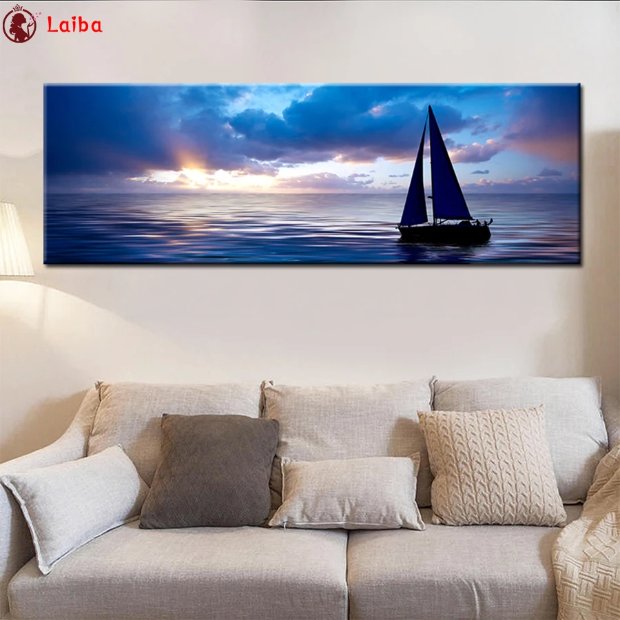 

5d diy diamond painting Natural scenery, sunset ocean sailing full square round diamond embroider for 2020 New arrivals gift