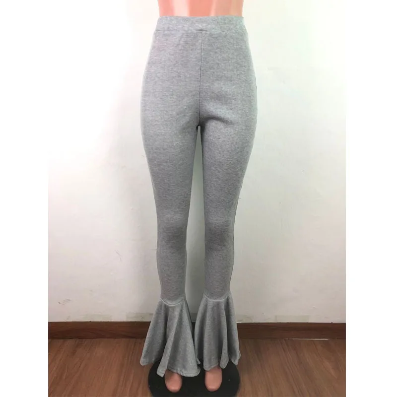 

ZKYZWX Fall Women Sexy Skinny Sweatpants Solid High Waist Elastic Leggings Fashion Casual Streetwear Bodycon Flare PantsTrouser
