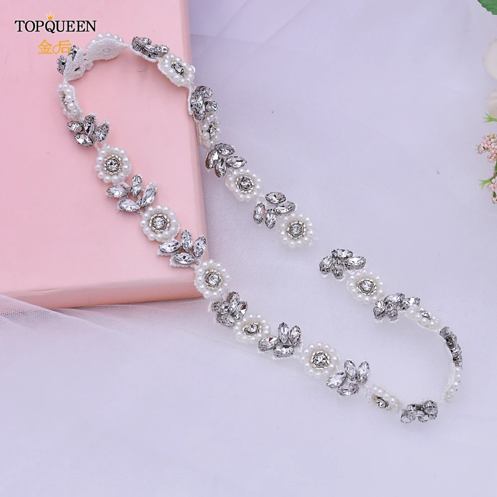 

TOPQUEEN S101 хрустальные ремни с аппликацией в виде цветка, Свадебные ремни, свадебные платья, аксессуары, груша, стразы, аппликация, ПРИШИТАЯ на ...