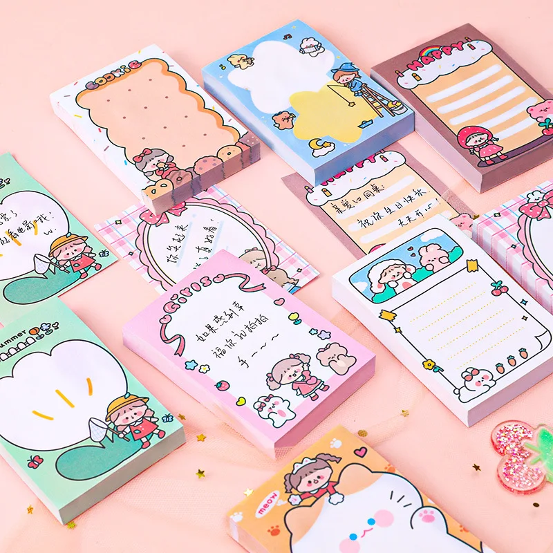 

80sheets Sticky Notes Memo Pads Message Post Cute Girls School Supplies Bear Cartoon Stationery Items Sticky Tabs