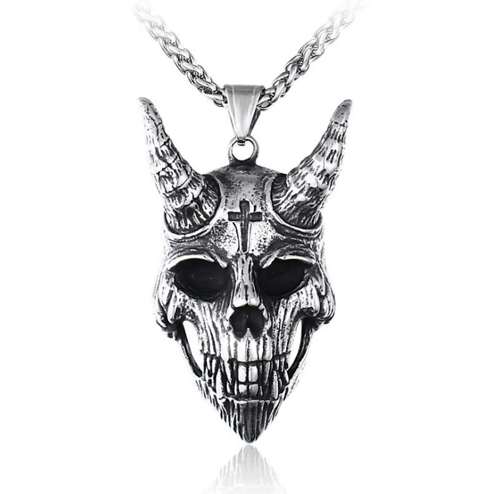 Винтажное ожерелье с подвеской из нержавеющей стали Череп козла голова овцы