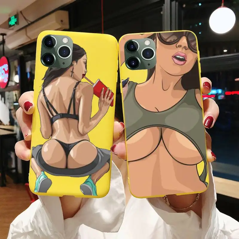 

Sexy Hot Girl Summer Twerk It Swag On Phone Case For Iphone 6 6s 7 8 Plus XR X XS 11 12 Pro Mini Max Candy Yellow Silicone Cover