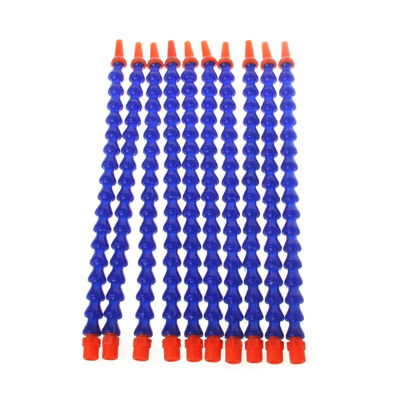 

10 Pcs Adjustable Round Nozzle 1/4PT Flexible Oil Coolant Pipe Hose Blue Orange For CNC machine