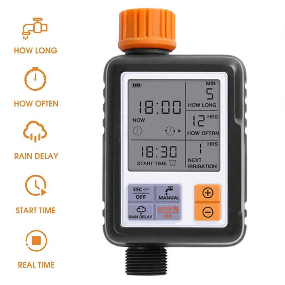 

Автоматический электронный таймер воды, контроллер распылителя с ЖК-экраном, уличный таймер для сада, инструменты для орошения