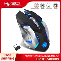 hxsj m10 wireless gaming mouse 2400dpi rechargeable 7 color backlight breathing comfort gamer mice for computer desktop laptop