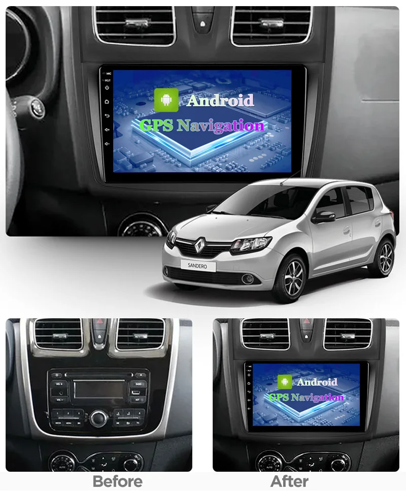 Автомобильный радиоприемник 4G + 64G Android 10 GPS навигация для Renault Dacia Sandero 2012 2017 стерео