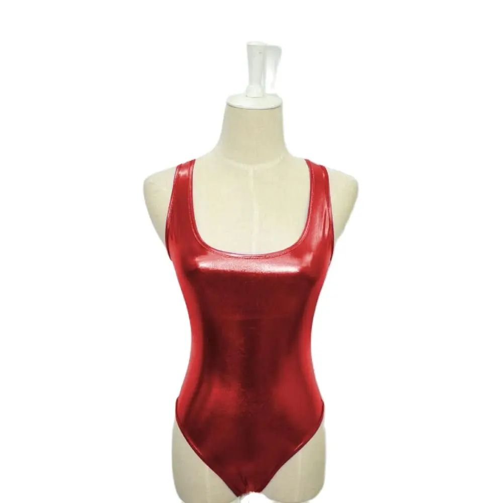 Блестящий женский боди купальники блестящий цельный придающий форму телу