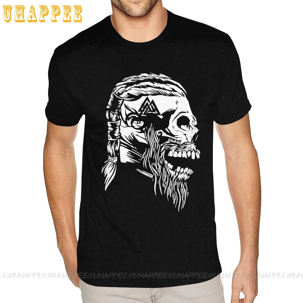 

Viking Skull Tees Teenagers Distressed Print Tee Men Short Sleeves Low Price Branded Merch